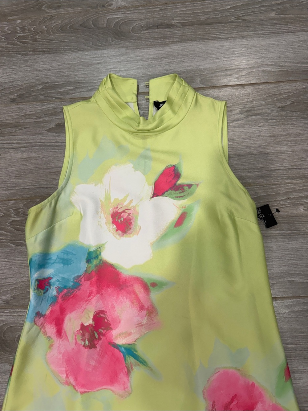 Karl Lagerfeld Floral Mock-Neck Maxi Dress in Lemon Green size 8 - Picture 2 of 6